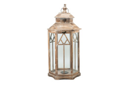 Lampion stojący drewniany świeca brąz latarnia na taras 83 cm