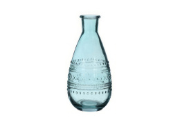 Szklany wazon niebieski butelka świecznik 16cm do sypialni