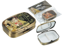 Organizer pudełko na tabletki Klimt Pocałunek lusterko